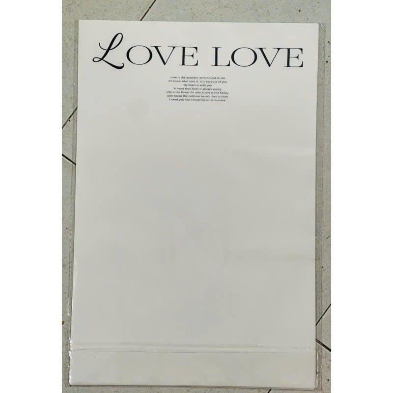 (45*30cm) Giấy Gói Hoa In Chữ Tiếng Anh Phông Trắng Không Thấm Nước - Giấy Gói Quà, Giấy Gói Hoa, Giấy Bó Hoa.
