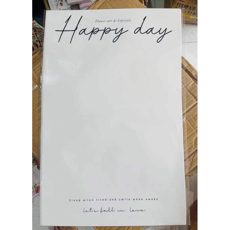 (45*30cm) Giấy Gói Hoa In Chữ Tiếng Anh Phông Trắng Không Thấm Nước - Giấy Gói Quà, Giấy Gói Hoa, Giấy Bó Hoa.
