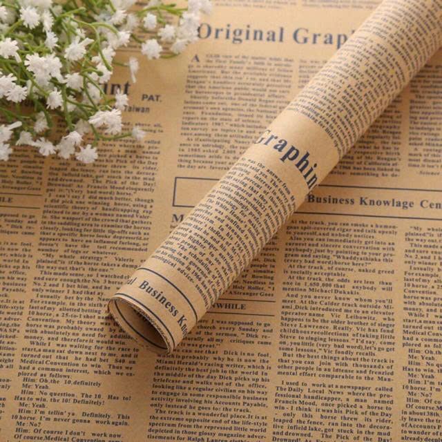 (50x70cm) Giấy Báo Gói Hoa, Gói Quà, Giấy Kraft Vintage