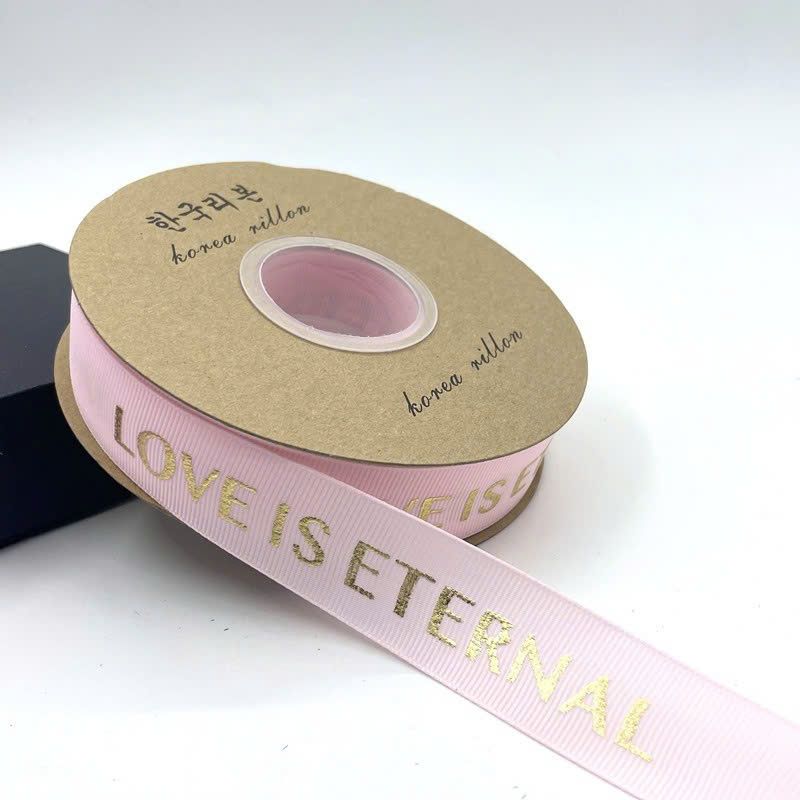 (1cm x Dài 45m) Cuộn Dây Ruy Băng In Chữ LOVE IS ETERNAL, Nhiều Màu Sắc, Trang Trí Nơ, Gói Quà.