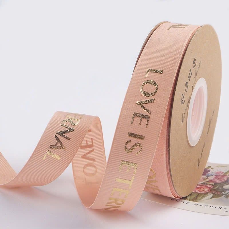 (1cm x Dài 45m) Cuộn Dây Ruy Băng In Chữ LOVE IS ETERNAL, Nhiều Màu Sắc, Trang Trí Nơ, Gói Quà.