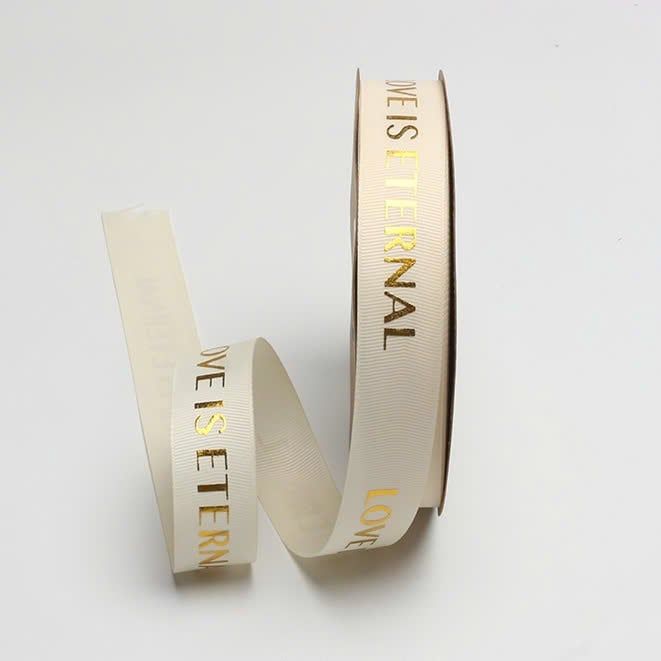 (1cm x Dài 45m) Cuộn Dây Ruy Băng In Chữ LOVE IS ETERNAL, Nhiều Màu Sắc, Trang Trí Nơ, Gói Quà.