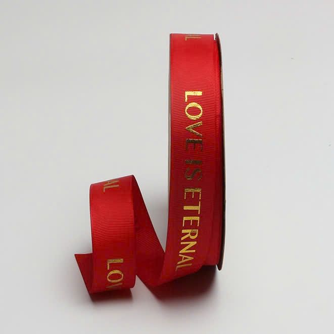 (1cm x Dài 45m) Cuộn Dây Ruy Băng In Chữ LOVE IS ETERNAL, Nhiều Màu Sắc, Trang Trí Nơ, Gói Quà.