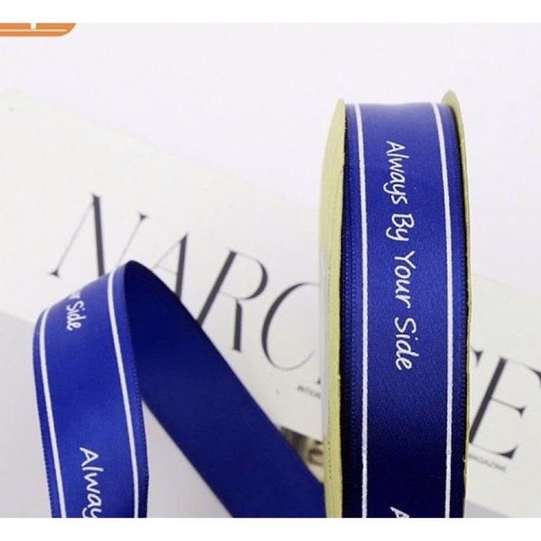 (2,5cm) Cuộn Dây Ruy Băng Lụa Chữ Always By Your Side Trang Trí Làm Nơ Gói Quà, Bó Hoa