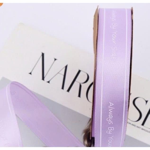 (2,5cm) Cuộn Dây Ruy Băng Lụa Chữ Always By Your Side Trang Trí Làm Nơ Gói Quà, Bó Hoa