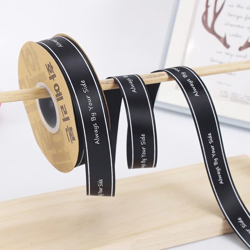 (2,5cm) Cuộn Dây Ruy Băng Lụa Chữ Always By Your Side Trang Trí Làm Nơ Gói Quà, Bó Hoa
