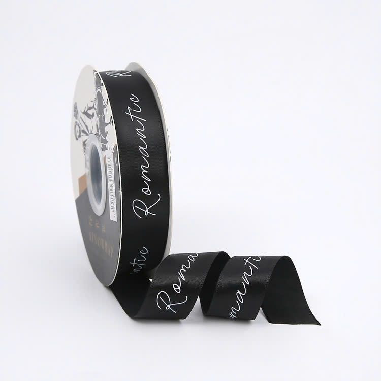 (2.5cm x Dài 45 mét) Cuộn Ruy Băng Lụa Chữ ROMANTIC đủ màu làm nơ, bó hoa, trang trí gói quà tặng siêu sang