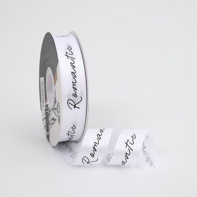 (2.5cm x Dài 45 mét) Cuộn Ruy Băng Lụa Chữ ROMANTIC đủ màu làm nơ, bó hoa, trang trí gói quà tặng siêu sang