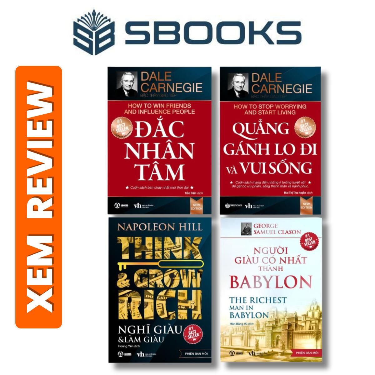 Sách - Combo 4 Cuốn Đắc Nhân Tâm + Nghĩ Giàu & Làm Giàu + Quẳng Gánh Lo Đi + Người Giàu Có Nhất Thành Babylon - Sbooks