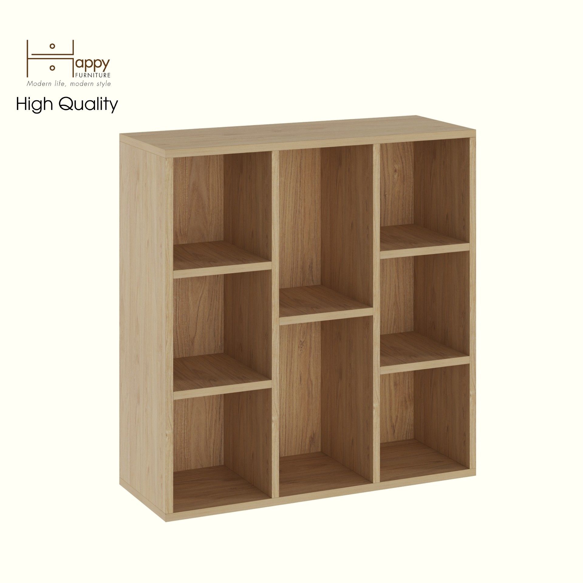 HAPPY FURNITURE , Kệ sách 8 ngăn - CATY , KSA_092, 74cm x 28cm x 77cm DxRxC