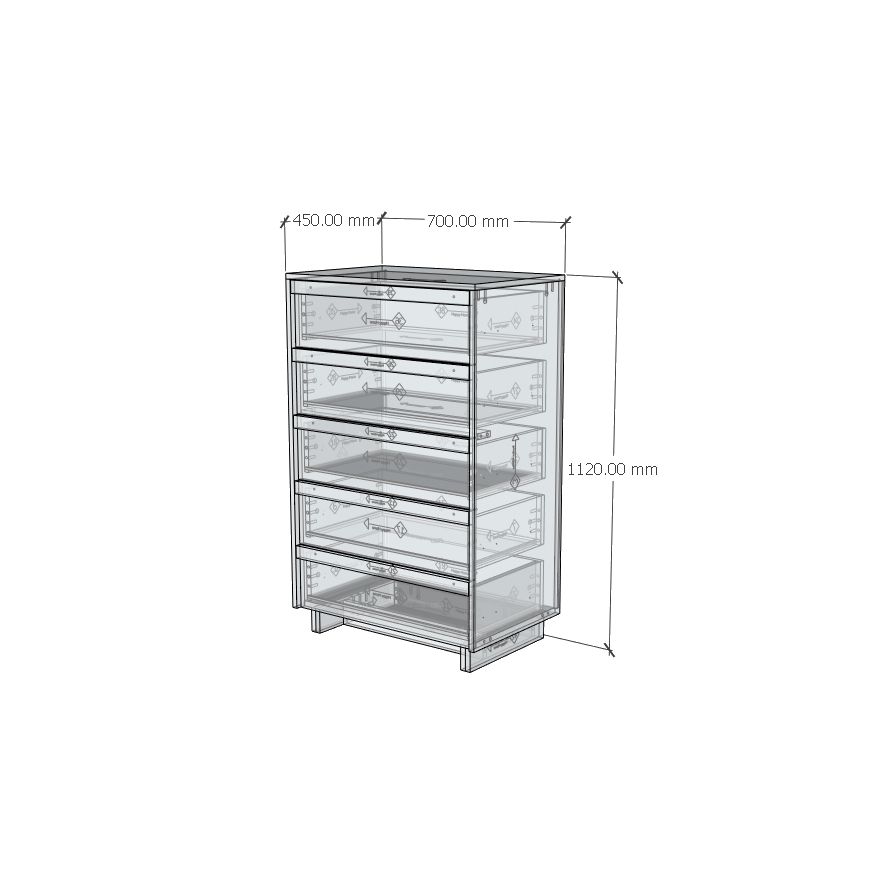 HAPPY FURNITURE , Tủ đựng đồ 5 ngăn kéo - MAVIS , THK_144 , 70cm x 45cm x112cm