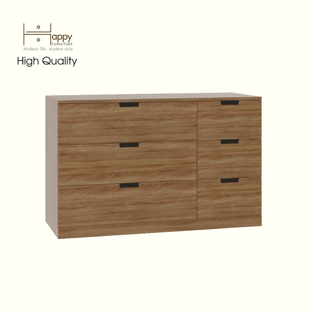 HAPPY FURNITURE , Tủ đựng đồ 6 ngăn kéo - SCANDINA , THK_104 , 120cm x 47cm x 76cm