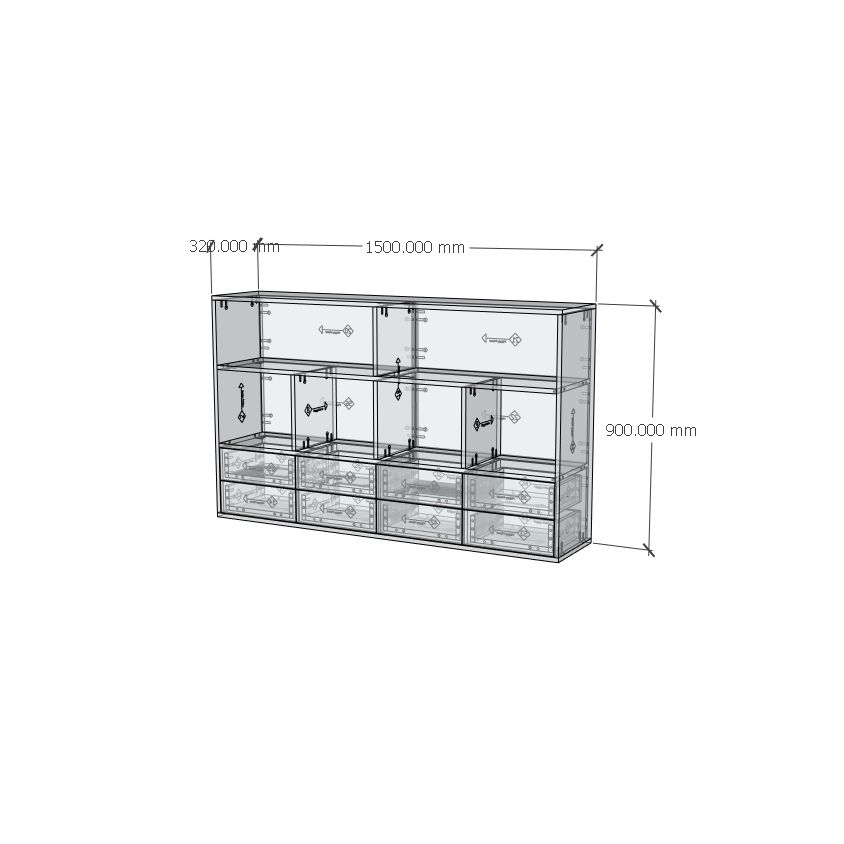 HAPPY FURNITURE , ZACY - Kệ lưu trữ 8 ngăn kéo , THK_220 , 150cm x 32cm x 90cm DxRxC, Sản phẩm phổ thông