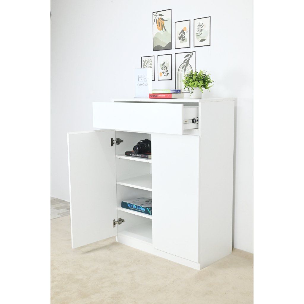 HAPPY FURNITURE , Tủ lưu trữ 2 cánh mở 1 ngăn kéo - OLA , TCM_078 , 80cm x 40cm x 110cm