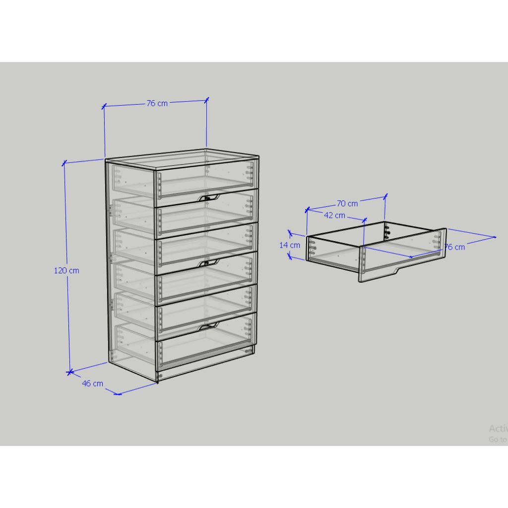 HAPPY FURNITURE , Tủ đựng đồ 6 ngăn kéo - DASH , THK_054 , 76cm x 46cm x 120cm