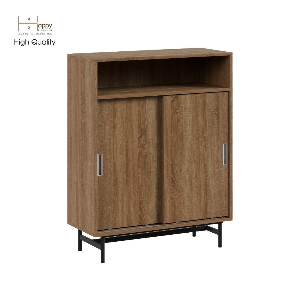 HAPPY FURNITURE , Tủ lưu trữ 3 ngăn cánh lùa chân sắt - LUCA , TCL_018 , 86cm x 36cm x 110cm