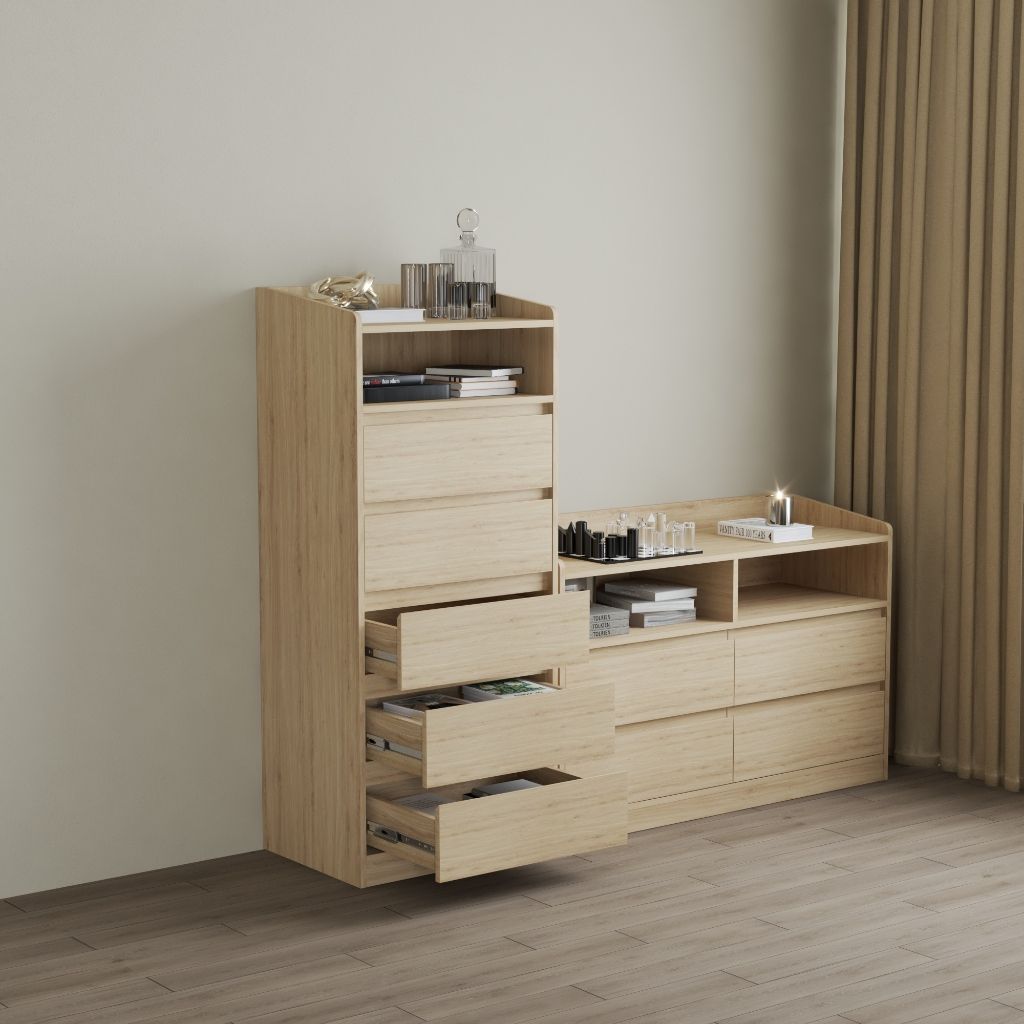 HAPPY FURNITURE , Tủ lưu trữ 5 ngăn kéo - KATE , THK_322 ,60cm x 45cm x 142cm DxRxC