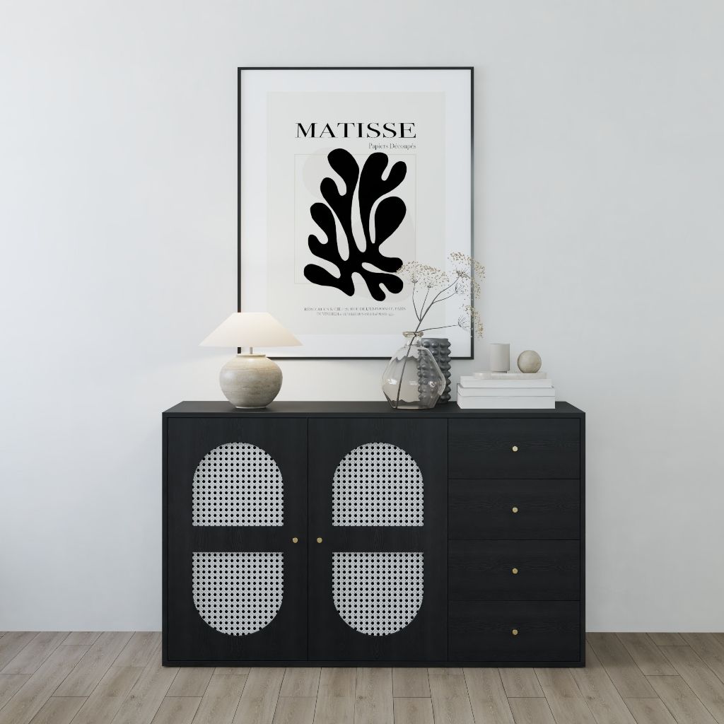 HAPPY FURNITURE , Tủ quần áo 4 ngăn kéo 2 cửa mở - MAY , TLT_059 , 140cm x 45cm x 84cm DxRxC