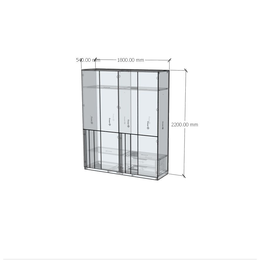 HAPPY FURNITURE , Tủ quần áo 4 cánh mở - JOVIE , TCM_167 , 180cm x 54cm x 220cm