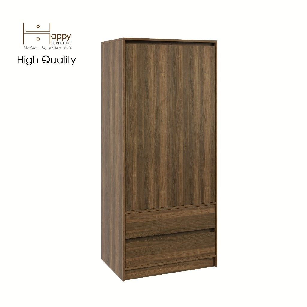 HAPPY FURNITURE , Tủ treo quần áo 2 ngăn kéo - SALY , TCM_011 , 80cm x 52cm x 180cm