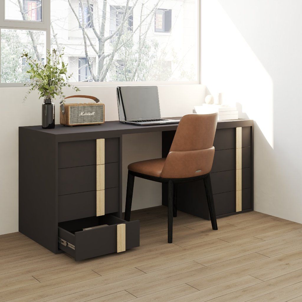 HAPPY FURNITURE , Bàn làm việc 8 ngăn kéo - SPACE, BAN_145 , 180cm x 59cm x 75cm DxRxC