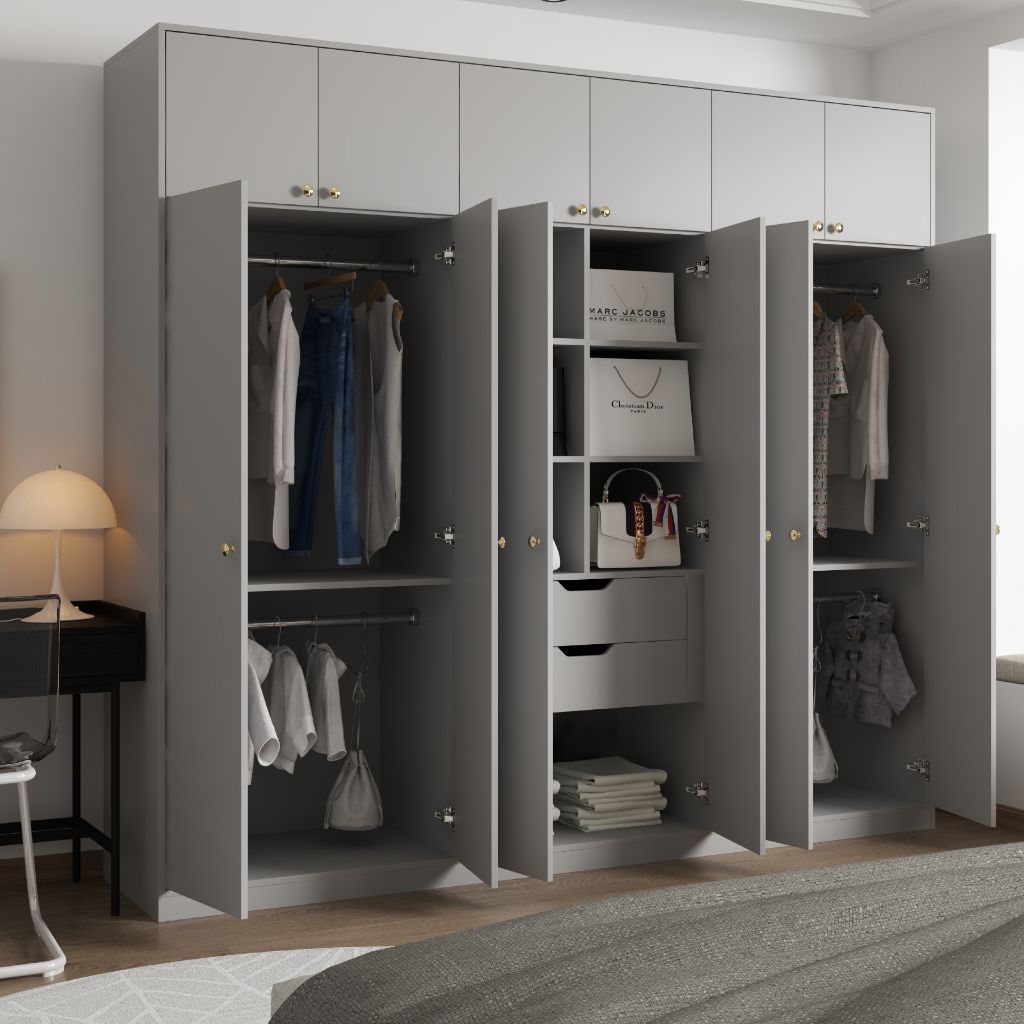 HAPPY FURNITURE , Tủ quần áo 2 ngăn kéo cỡ lớn - ELEGANT , TCM_043 , 240cm x 54cm x 220cm