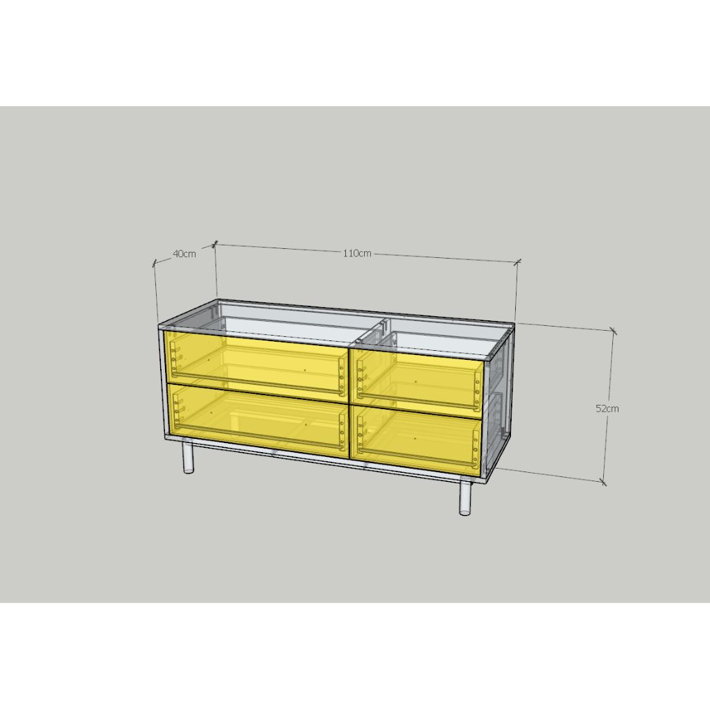 HAPPY FURNITURE , Tủ lưu trữ 4 ngăn kéo - LIVIK, THK_279 , 110cm x 40cm x 52cm DxRxC