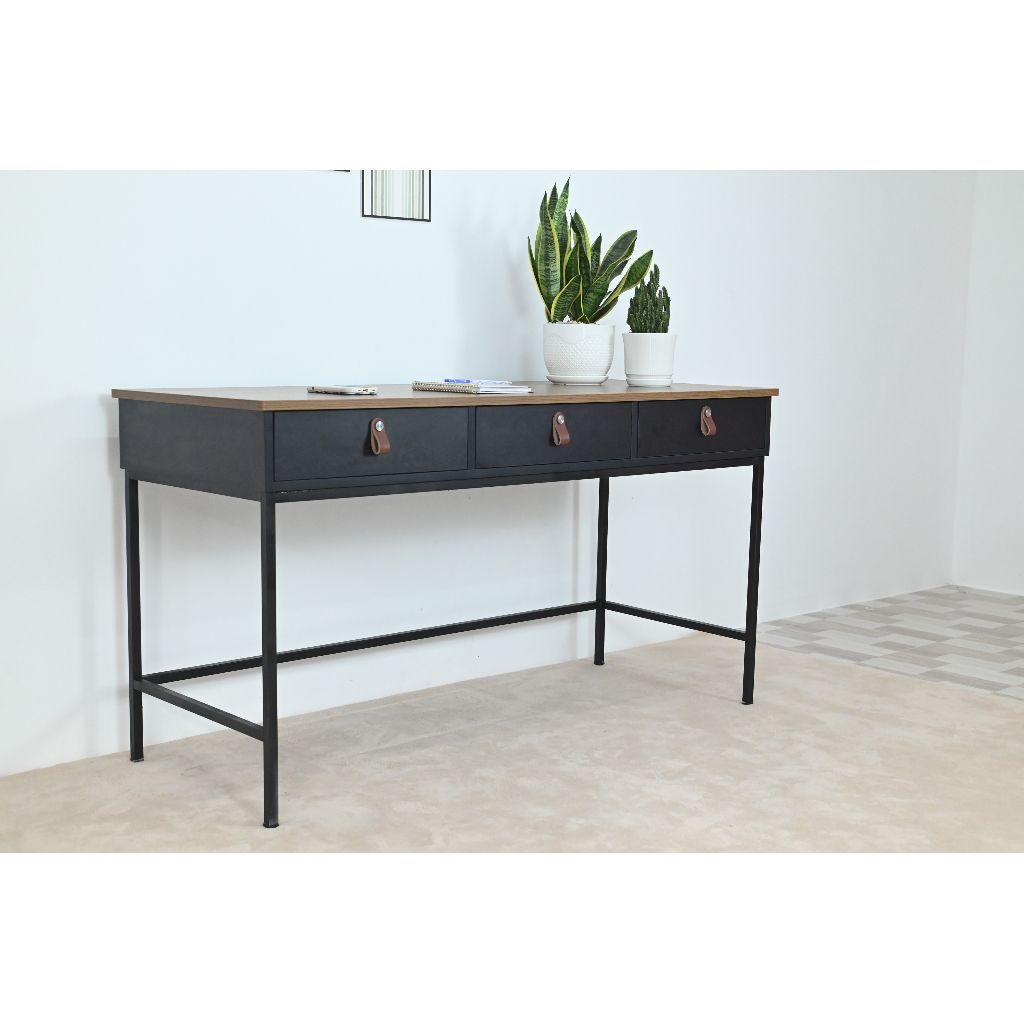 HAPPY FURNITURE , Bàn làm việc chân sắt - NOMIA , BAN_037 , 140cm x 55cm x 75cm