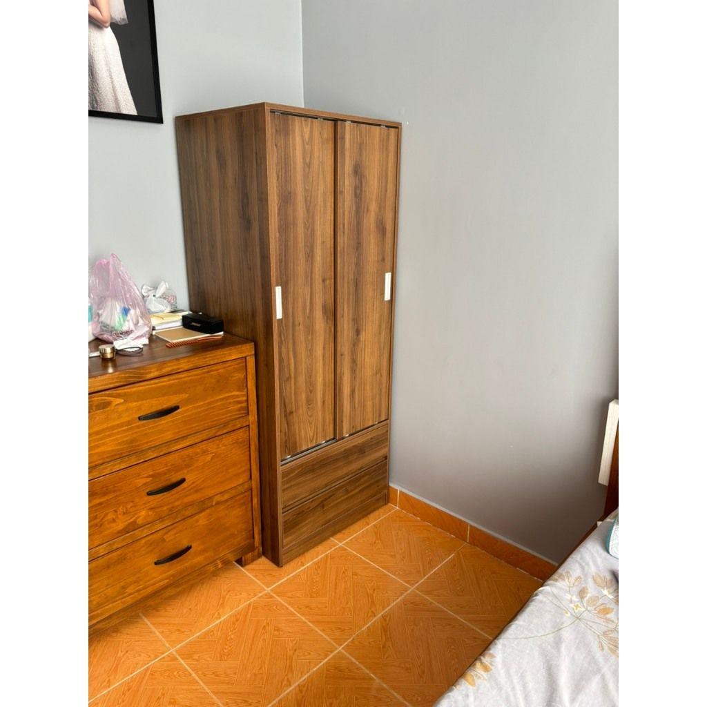HAPPY FURNITURE , Tủ quần áo 2 cánh lùa - LUCA , TCL_014 , 100cm x 58cm x 176cm