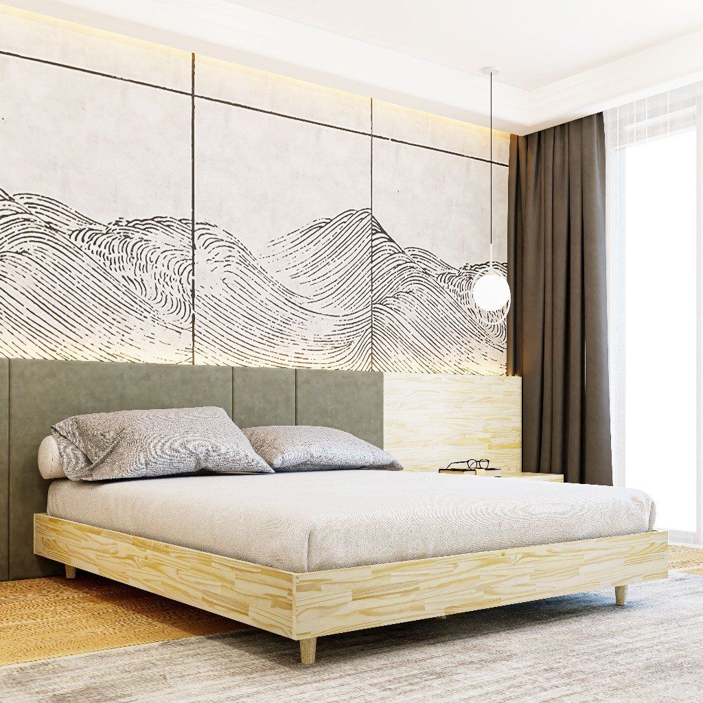 HAPPY FURNITURE , Gỗ tự nhiên , Giường ngủ chân gỗ - FARAH, GNG_178 GNG_179 GNG_180 GNG_181 , 204x27cm