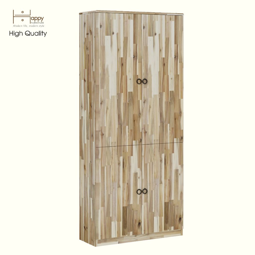 HAPPY FURNITURE , Gỗ tự nhiên , Kệ sách 4 cánh mở - YANNA , KSA_061 , 80cm x 30cm x 180cm