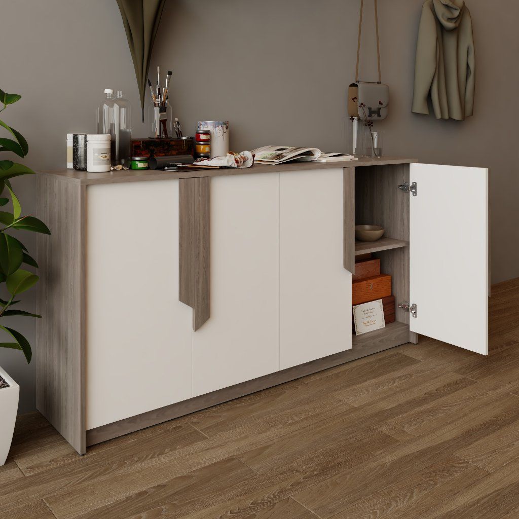 HAPPY FURNITURE , Tủ lưu trữ 4 cánh mở - PONIX , TCM_112 , 160cm x 40cm x 84cm
