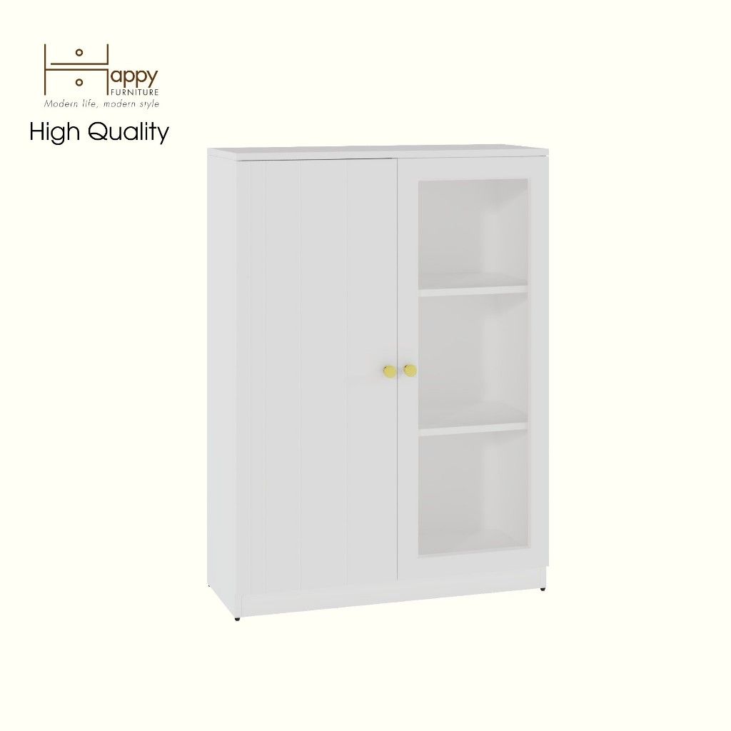 HAPPY FURNITURE , Tủ lưu trữ cửa kính 2 cánh mở - JOVIE , TCM_164 , 80cm x 32cm x 110cm