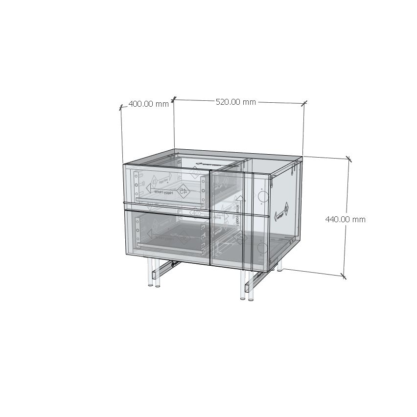 HAPPY FURNITURE , gỗ tự nhiên , Táp đầu giường 2 ngăn kéo chân sắt - JOCASTA , THK_167 , 52cm x 40cm x 44cm