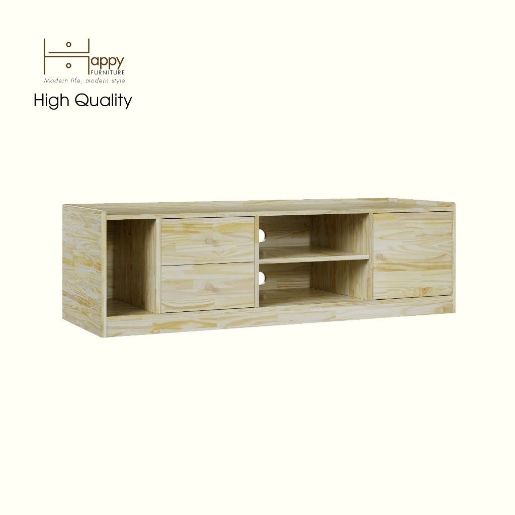 HAPPY FURNITURE , Gỗ tự nhiên , Kệ TV 2 ngăn kéo - GAMZE , KTV_059 , 160cm x 54cm x 48cm