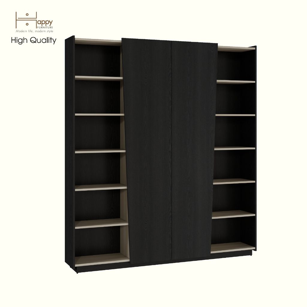 HAPPY FURNITURE , Kệ sách 2 cửa mở - VIGGO , KSA_050 , 180cm x 28cm x 200cm