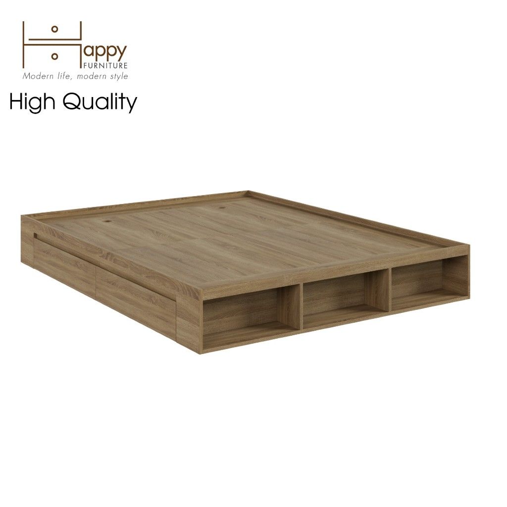 HAPPY FURNITURE , Giường ngủ nhiều ngăn không đầu giường - DASH , GNG_040 GNG_041 GNG_042 GNG_043 , 204x28cm , dài x cao