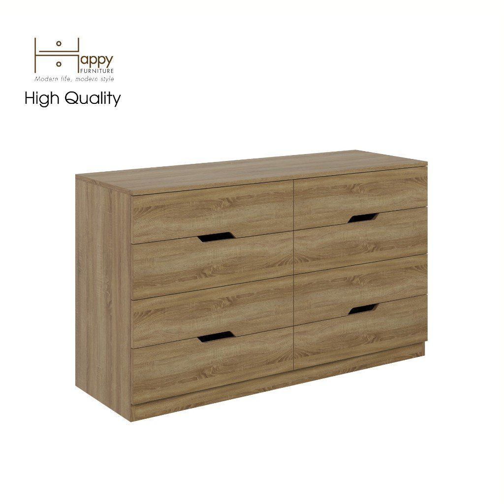 HAPPY FURNITURE , Tủ đựng đồ - 8 ngăn kéo - DASH , THK_053 , 132cm x 46cm x 78cm