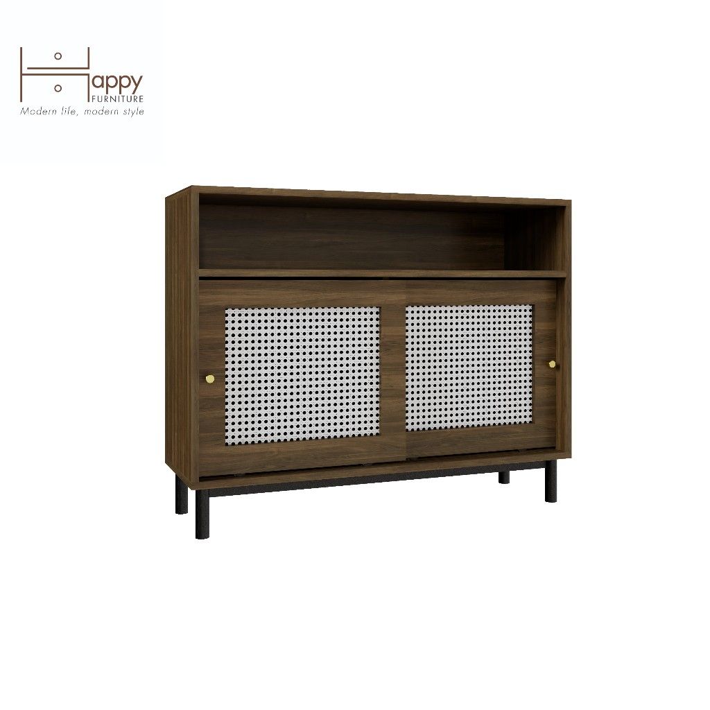 HAPPY FURNITURE , Tủ đựng đồ 2 cánh lùa chân sắt - ROTAN , TCL_033 , 100cm x 34cm x 80cm