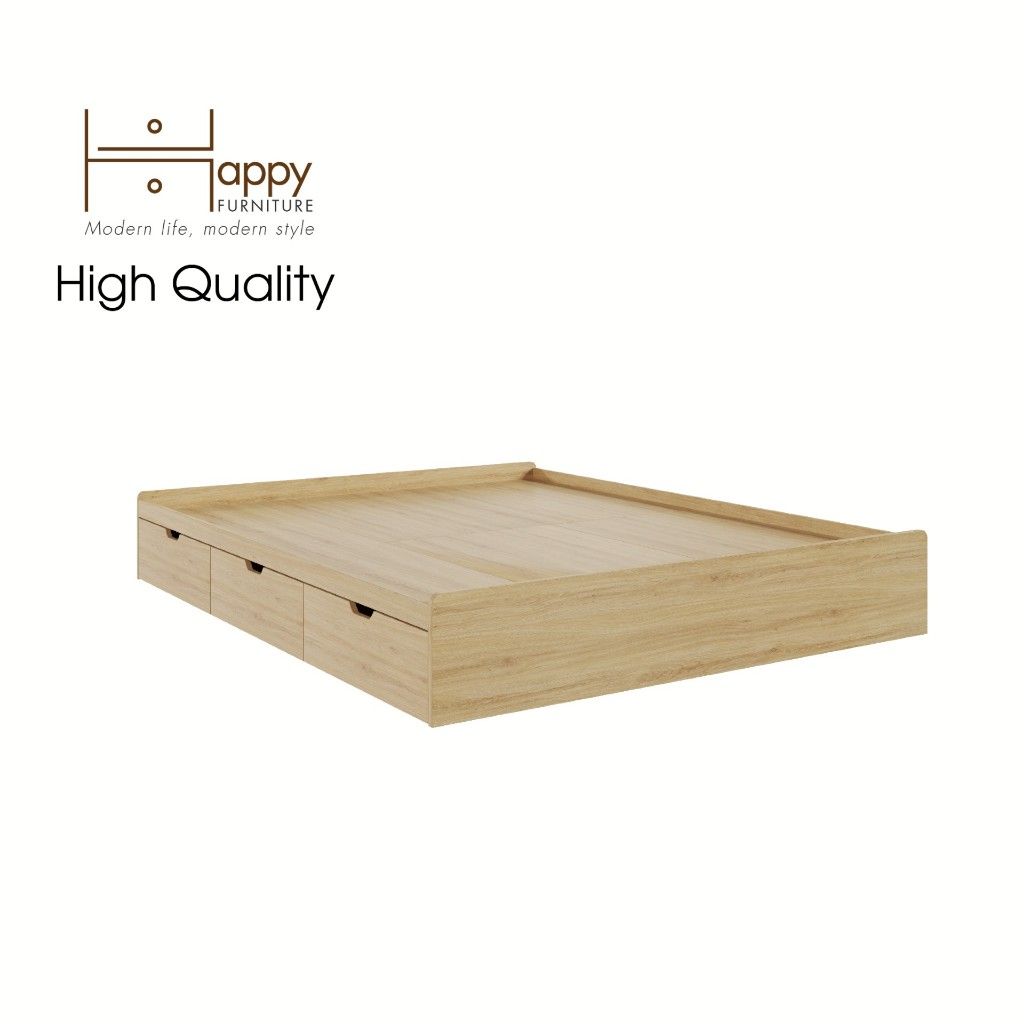 HAPPY FURNITURE , Giường ngủ 3 ngăn kéo - BONY , GNG_017 GNG_018 GNG_019 GNG_020 , 203x30cm , dài x cao