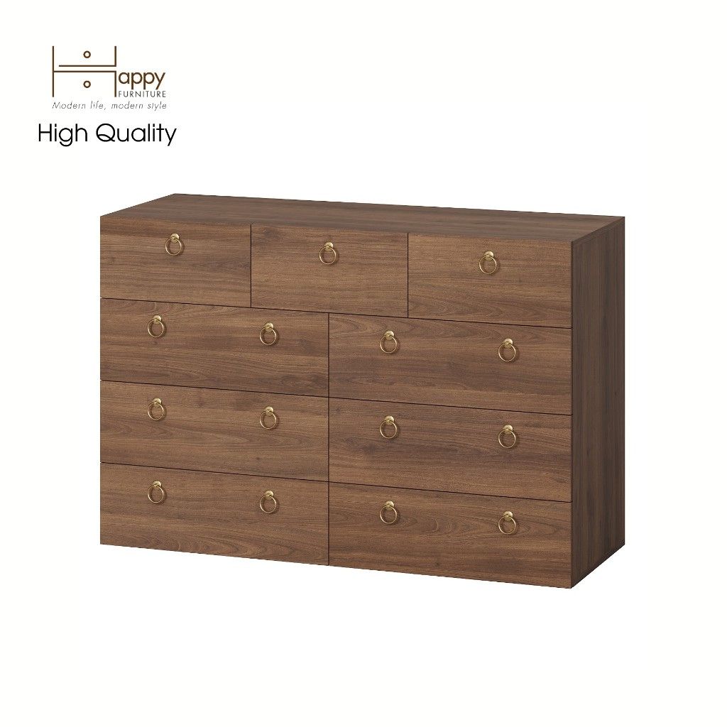 HAPPY FURNITURE , Tủ đựng đồ 9 ngăn kéo - WESLEY , THK_045 , 120cm x 45cm x 80cm