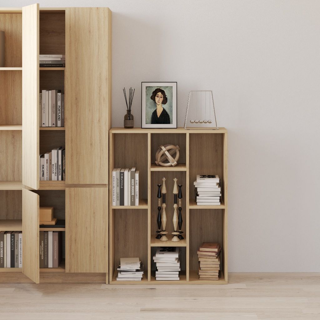 HAPPY FURNITURE ,Kệ sách 7 ngăn - CATY , KSA_096, 77cm x 28cm x 100cm DxRxC