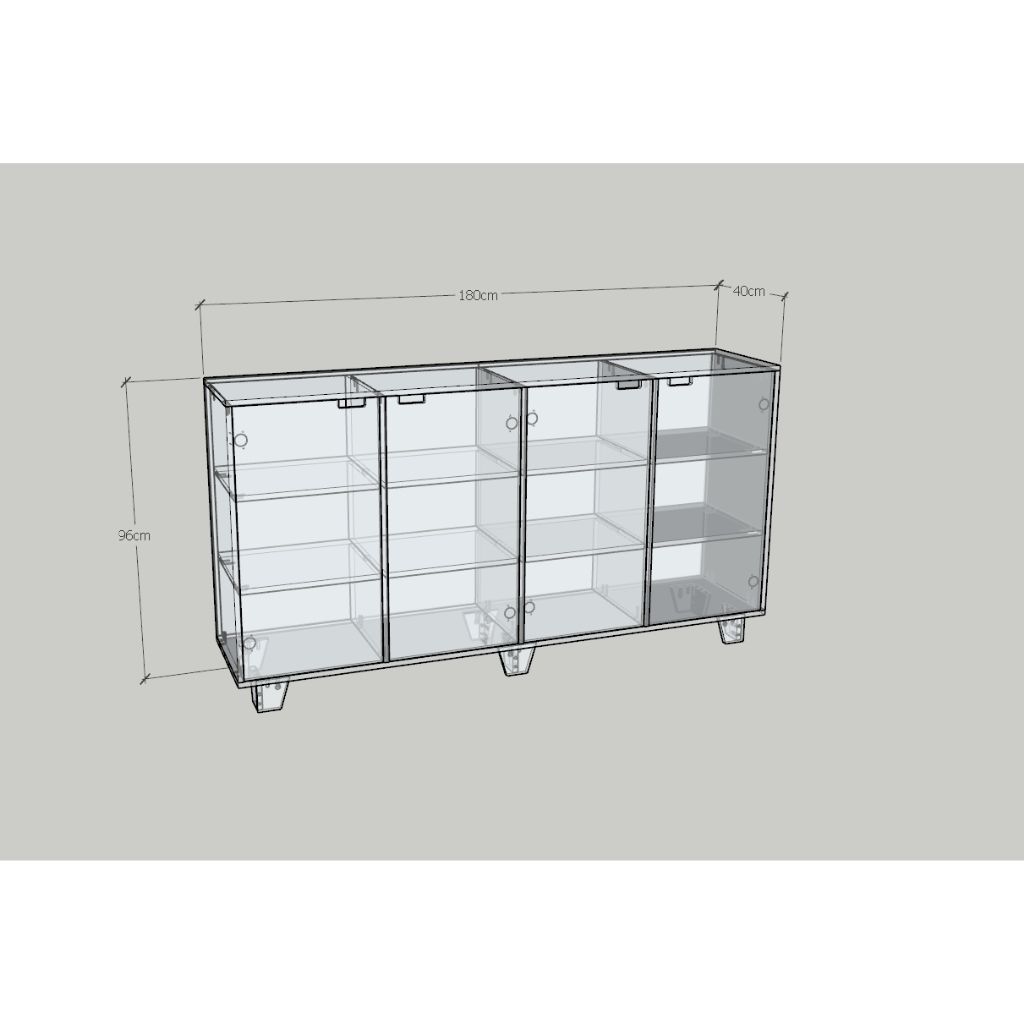 HAPPY FURNITURE , ALVA - Tủ lưu trữ 4 cửa mở , TCM_213 , 180cm x 40cm x 96cm DxRxC