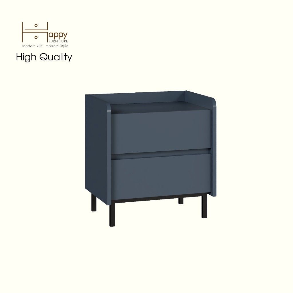 HAPPY FURNITURE , Táp đầu giường 2 ngăn kéo chân sắt - LAVIA , THK_153 , 50cm x 40cm x 54cm