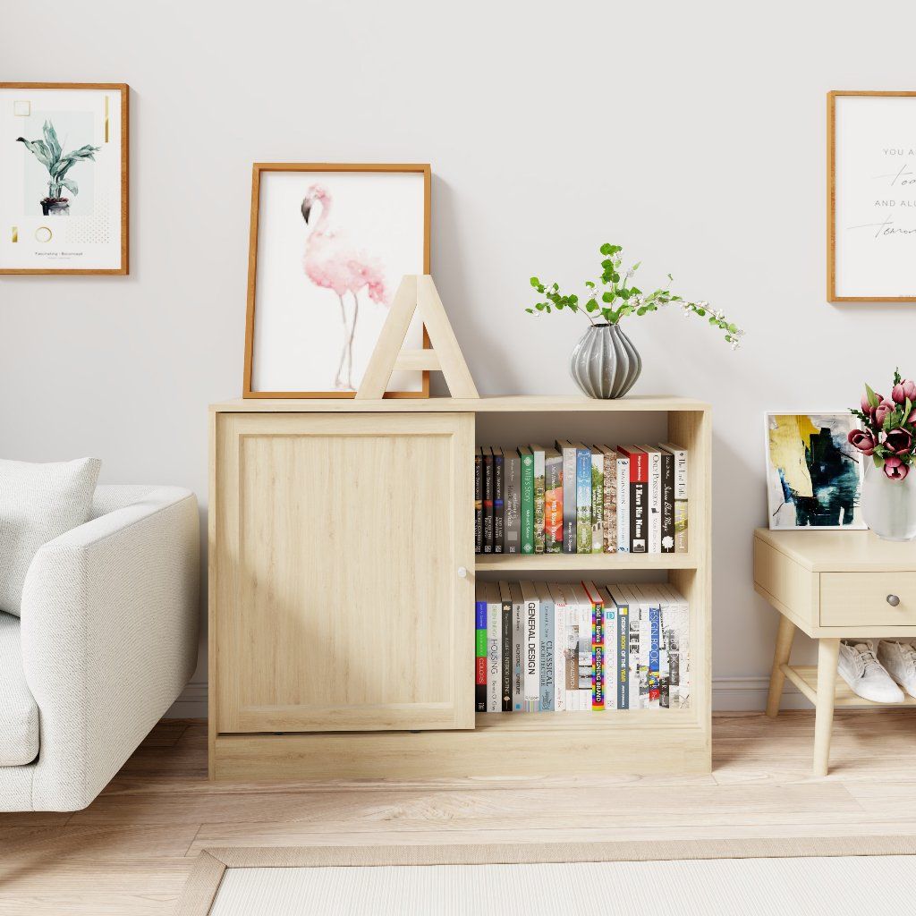 HAPPY FURNITURE , Tủ đựng đồ 2 cánh lùa - SCANDINA , TCL_027 , 120cm x 47cm x 89cm