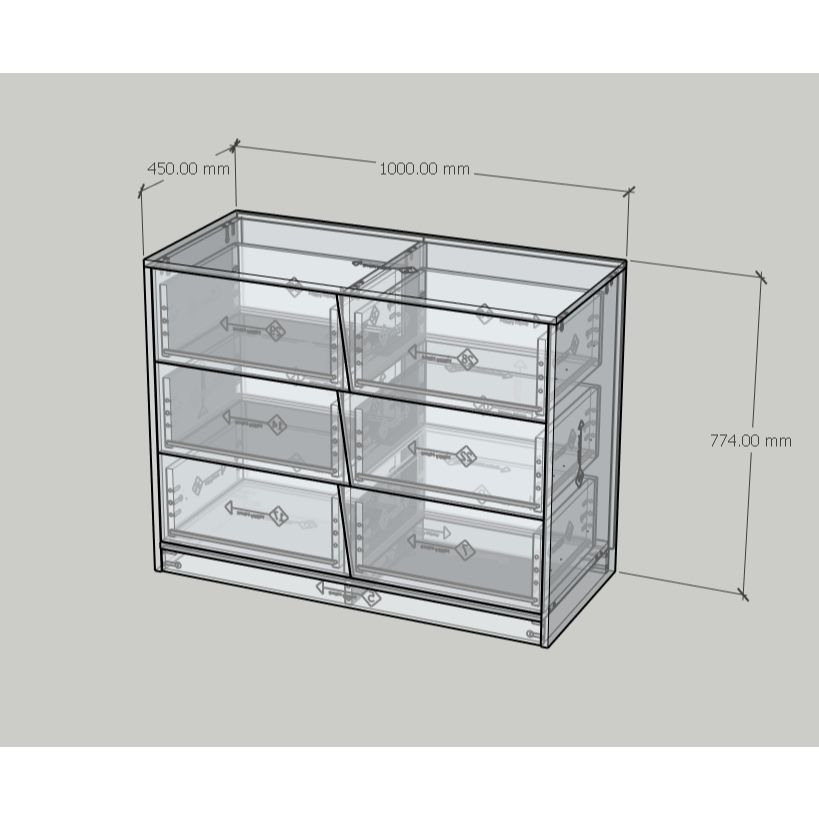HAPPY FURNITURE , Tủ lưu trữ 6 ngăn kéo - DALEY ,THK_344 , 100cm x 45cm x 77cm DxRxC