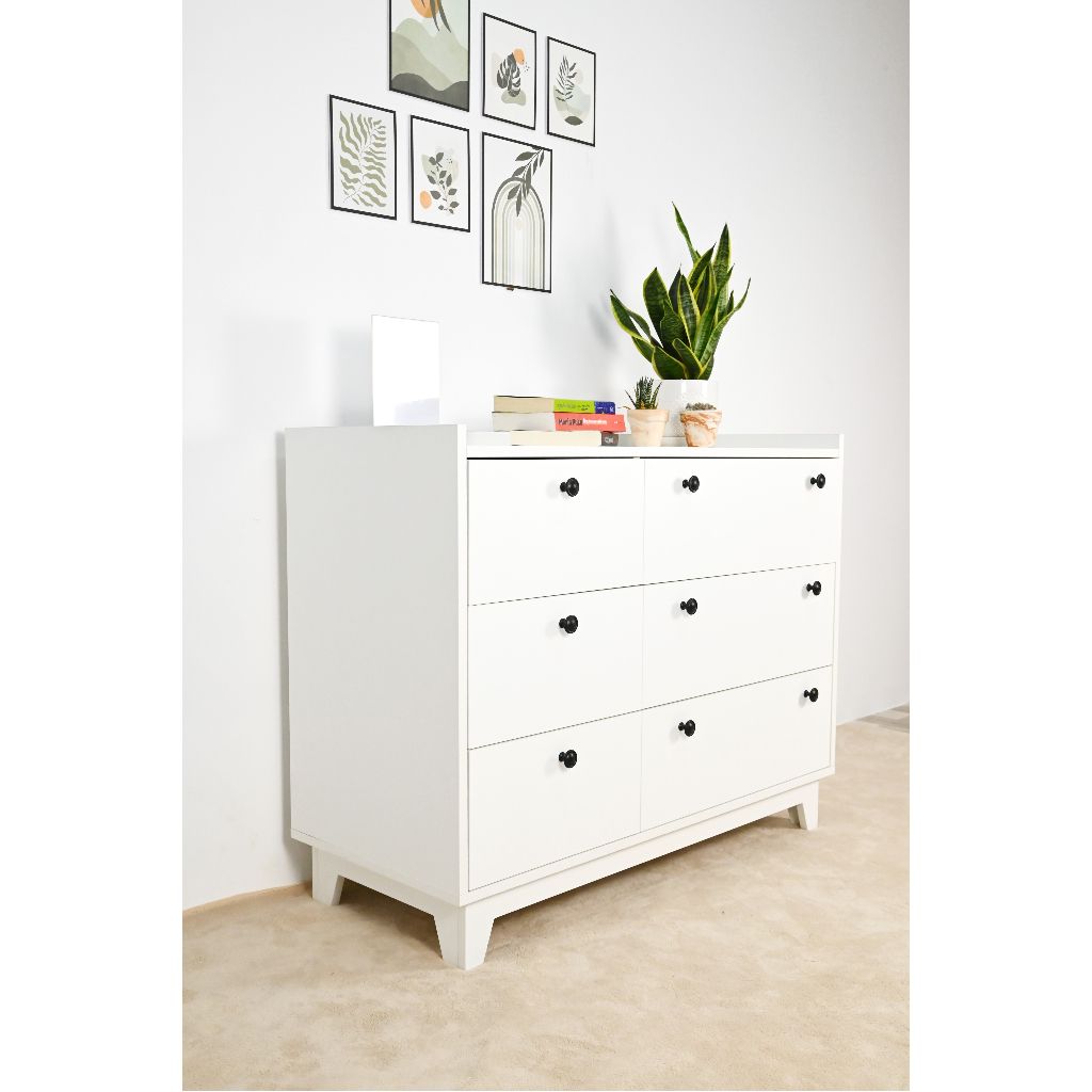 HAPPY FURNITURE , Tủ đựng đồ 6 ngăn kéo - KINA , THK_073 , 106cm x 45cm x 84cm