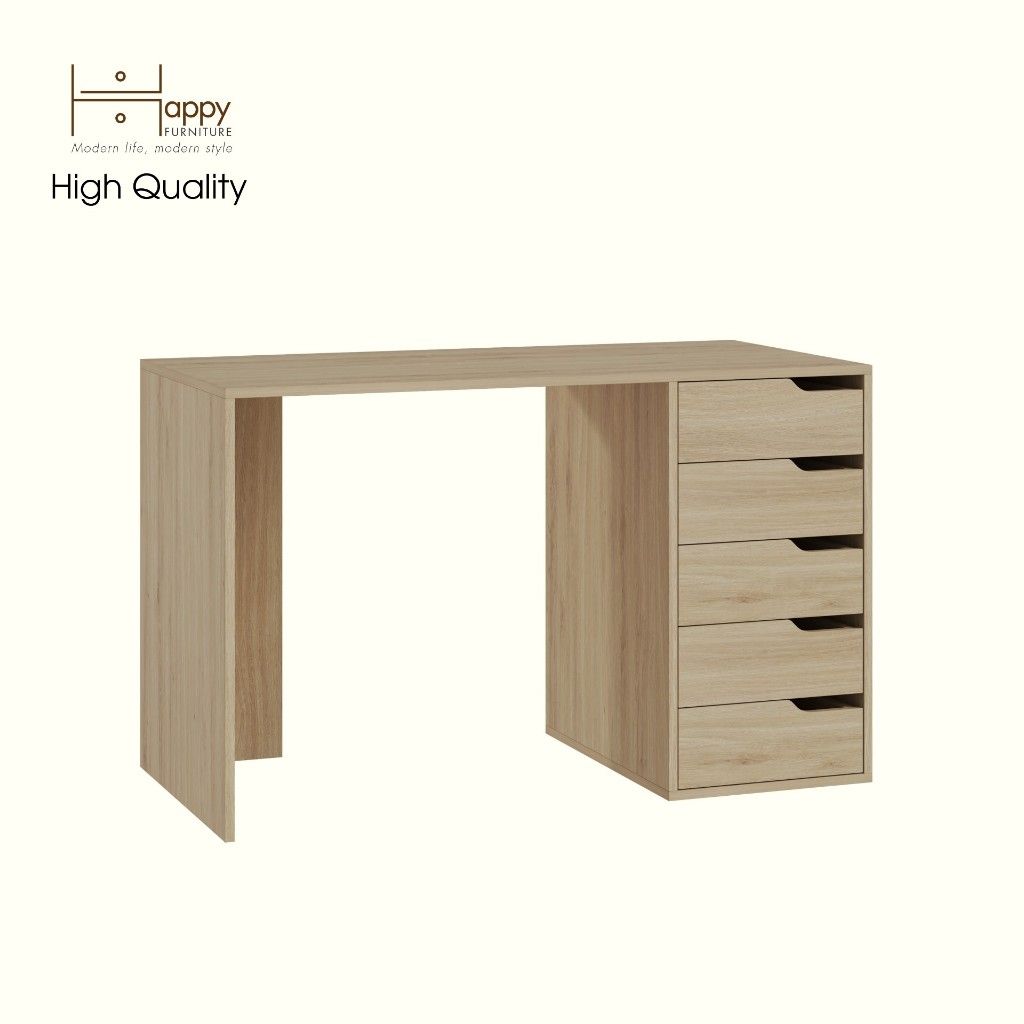 HAPPY FURNITURE , Bàn làm việc 5 ngăn kéo - ASO, BAN_148 , 120cm x 59cm x 75cm DxRxC