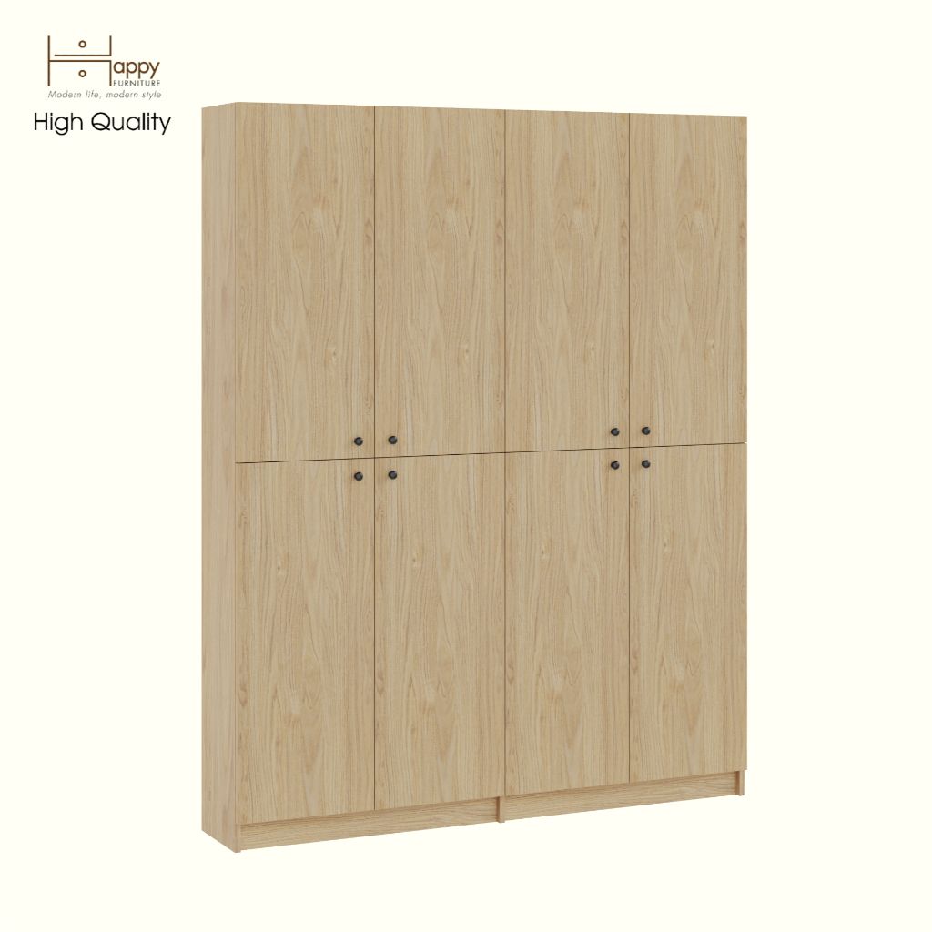 HAPPY FURNITURE , Kệ sách 6 tầng 8 cửa mở - CATY, KSA_079 , 160cm x 30cm x 202cm DxRxC