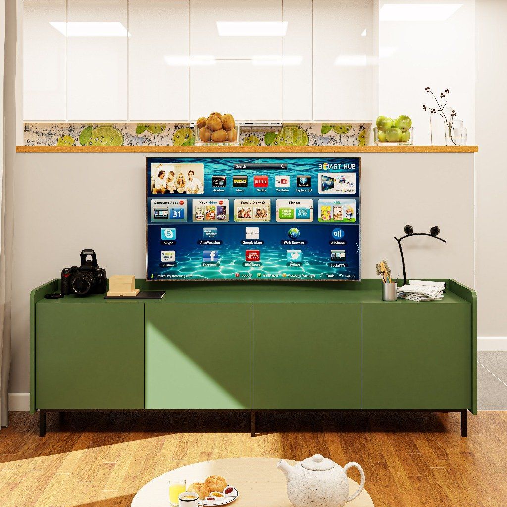HAPPY FURNITURE , Kệ TV 4 cửa mở chân sắt - LAVIA , KTV_046 , 180cm x 40cm x 60cm